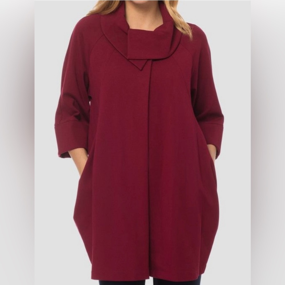 Joseph Ribkoff - cowlneck Jacket Poncho in wine colour